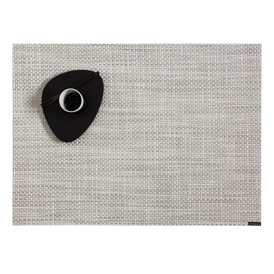 Basketweave White/Silver Rectangular