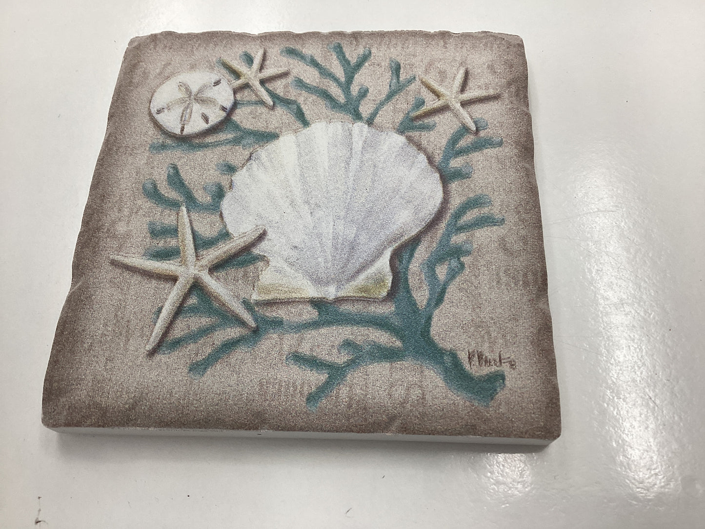 Rect Linen Shells Coaster