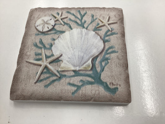 Rect Linen Shells Coaster