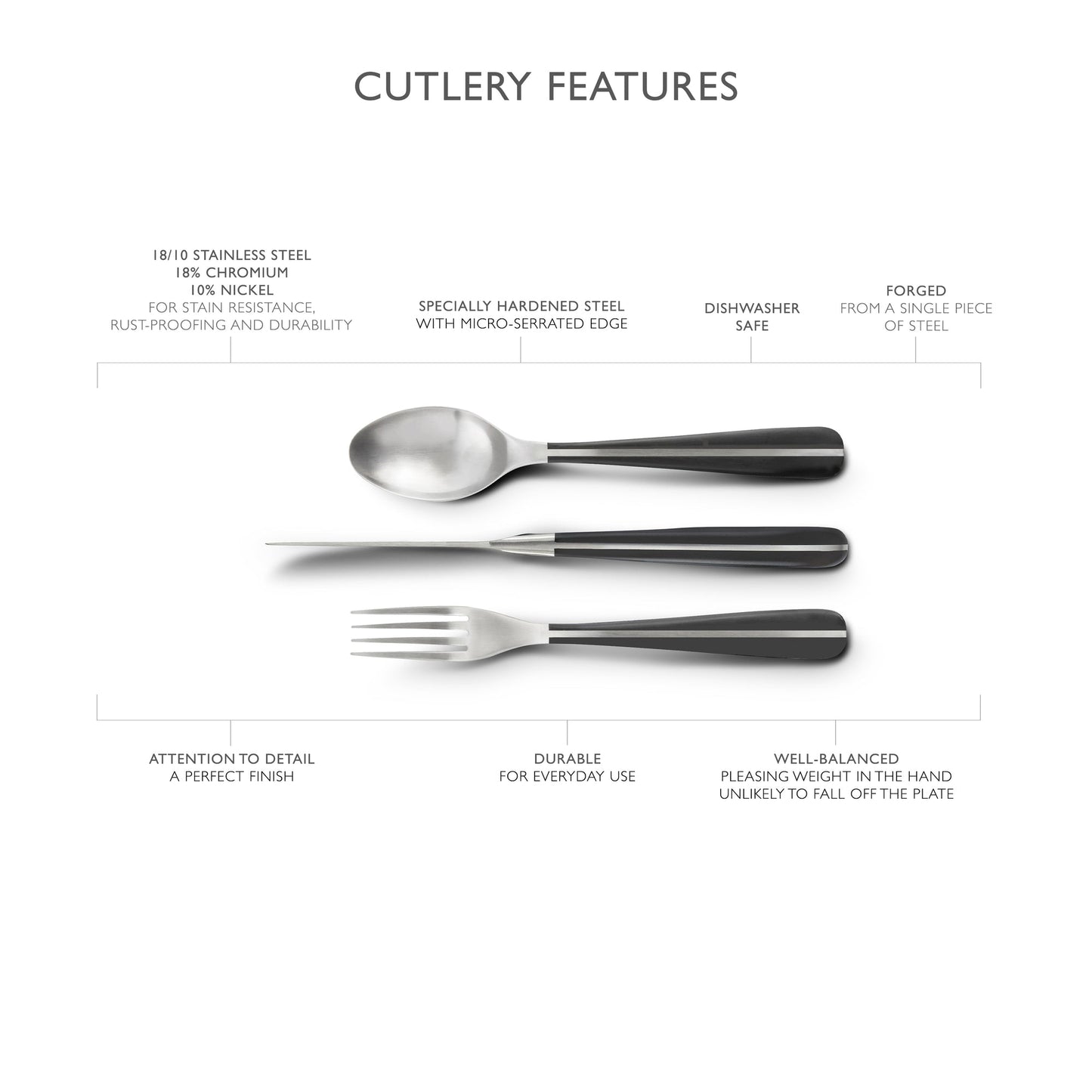 Contour Noir Satin Steak Knife, Set of 4 (Plain Edged)