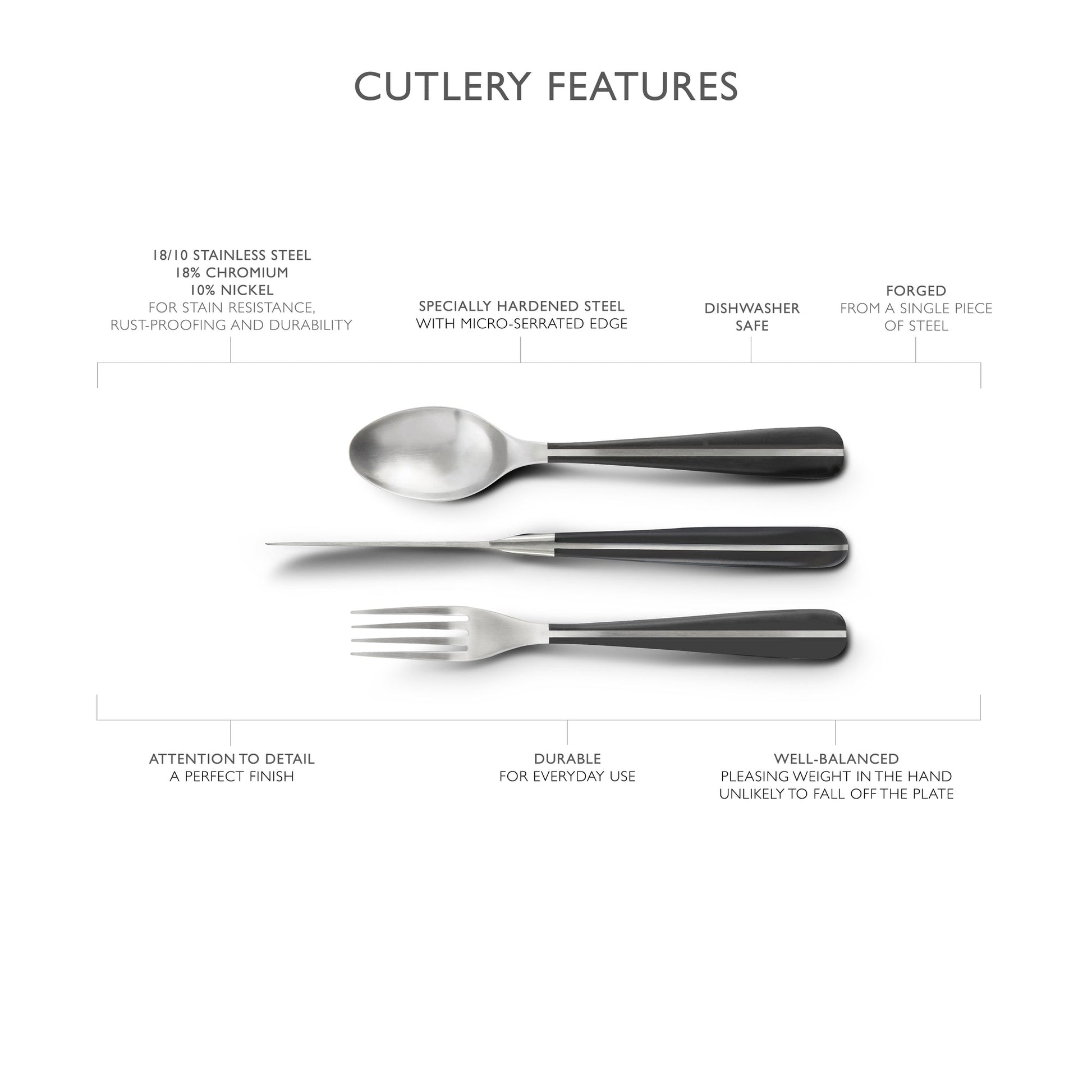 Contour Noir Satin Steak Knife, Set of 4 (Plain Edged)