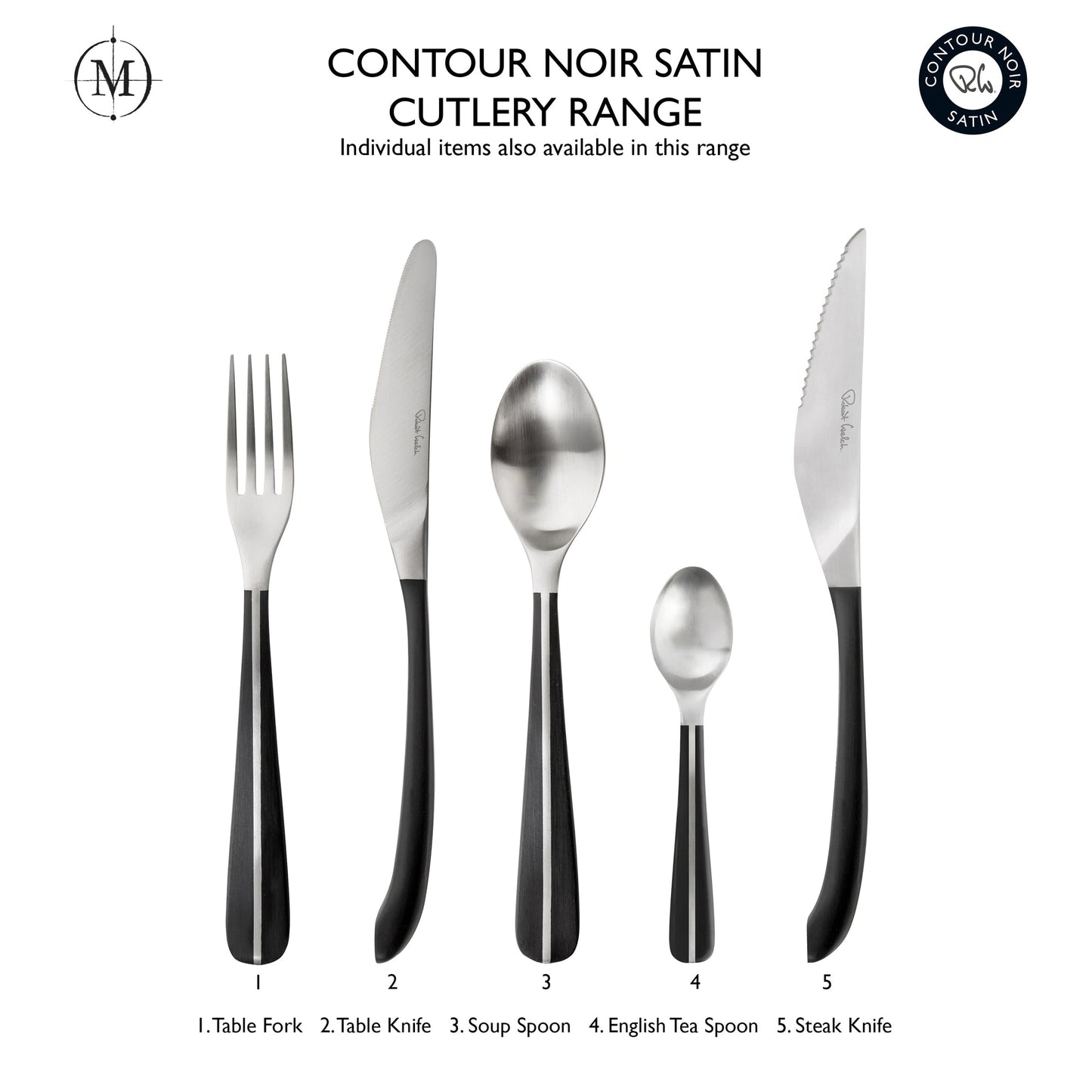 Contour Noir Satin Steak Knife (Plain Edged)