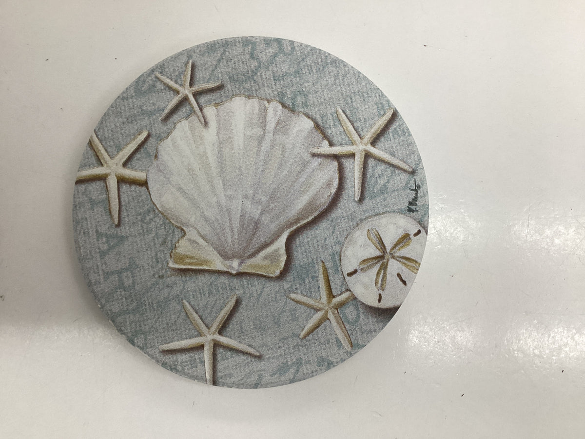 Round Linen Shell Coaster