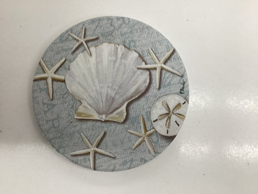 Round Linen Shell Coaster