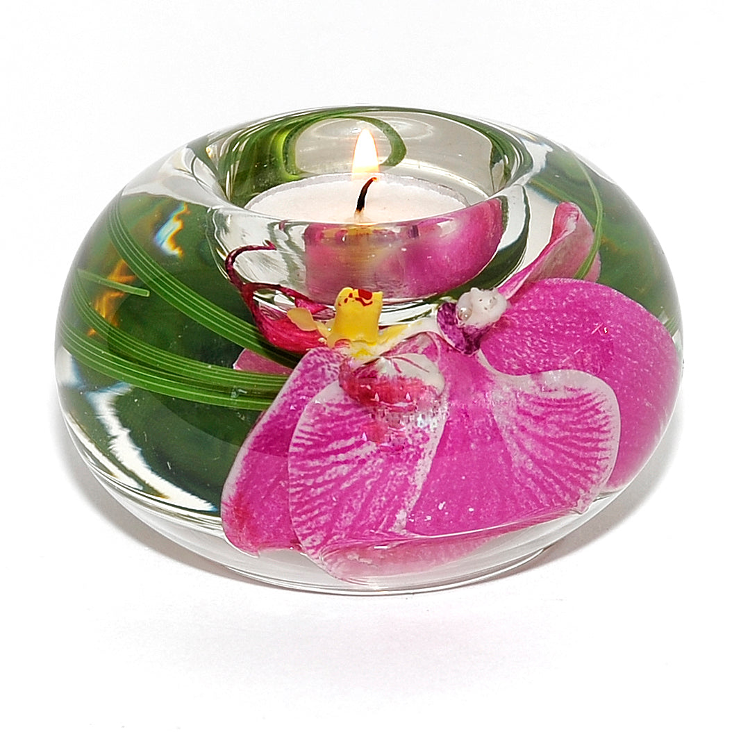 Fuchsia Phalaenopsis Orchid T-Light Candle Holder