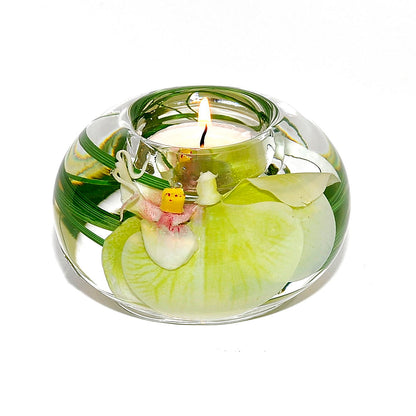 Green Phalaenopsis Orchid T-Light Candle Holder