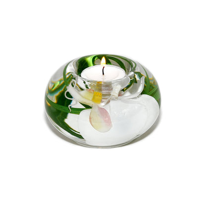 White Phalaenopsis Orchid T-Light Candle Holder