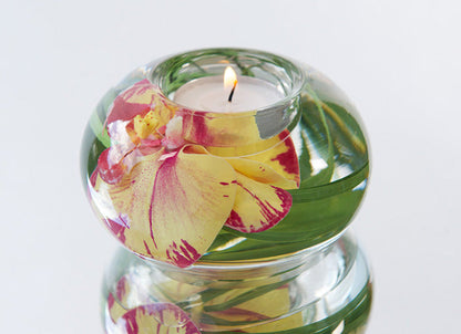 Yellow & Fuchsia Phalaenopsis Orchid T-Light Candle Holder