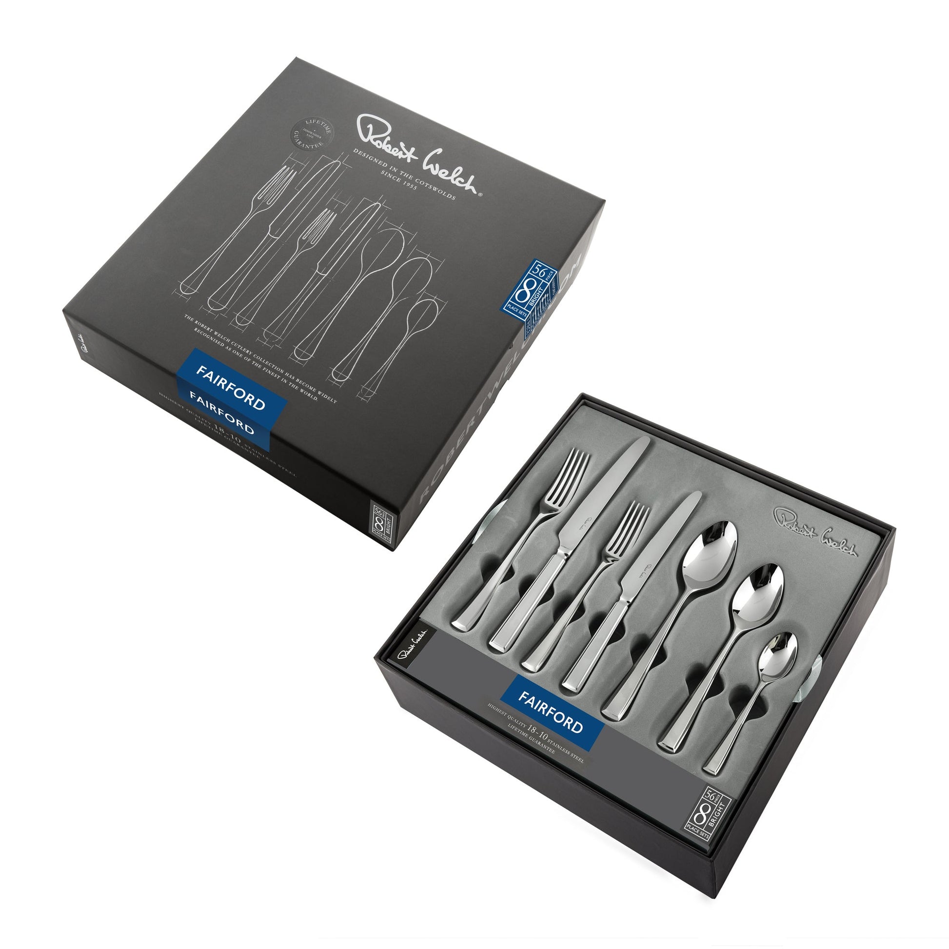 Fairford Bright Cutlery Set, 56 Piece for 8 People