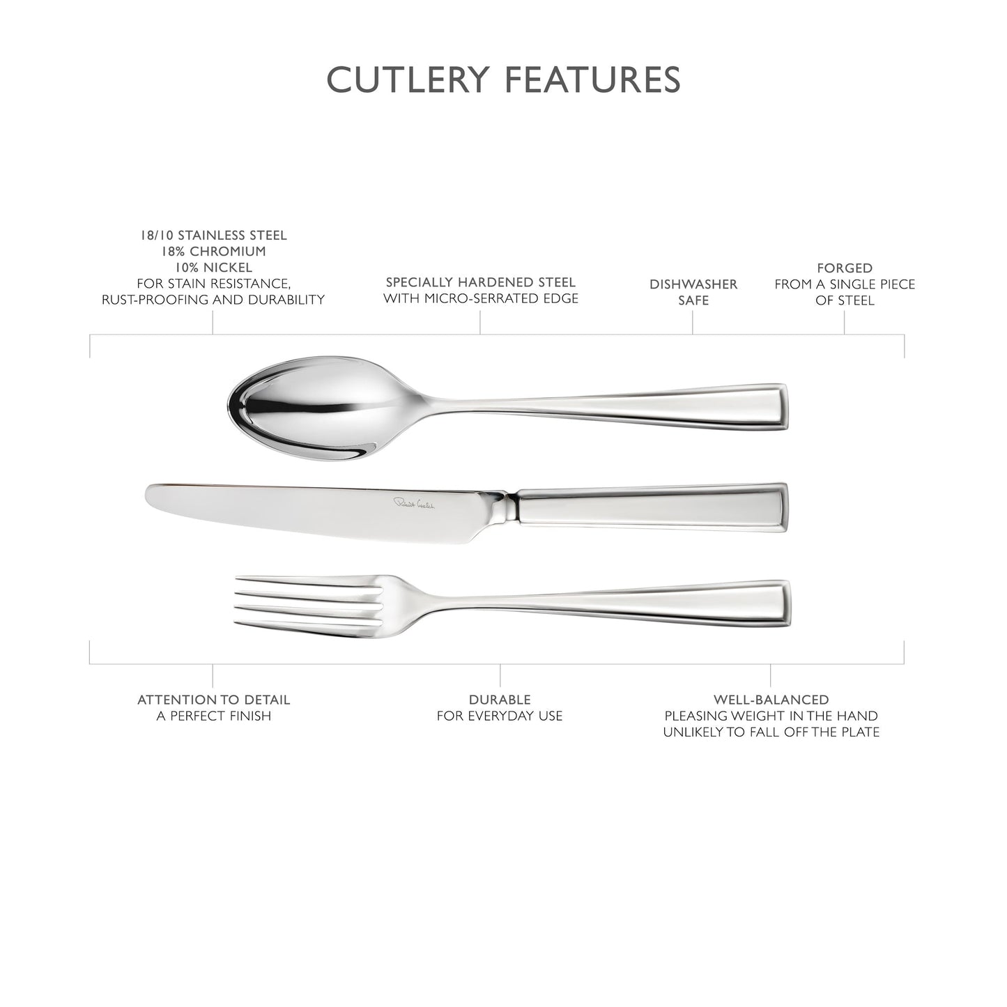 Fairford Bright Cutlery Set, 24 Piece for 6 People