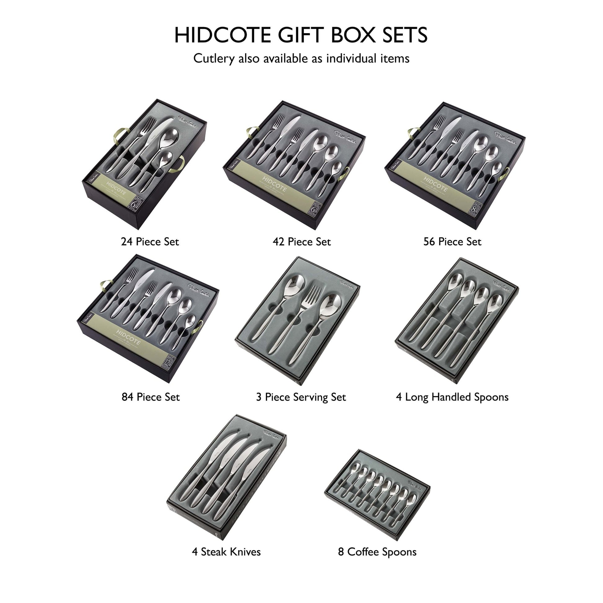 Hidcote Bright Cutlery Set, 48 Piece for 6 People - 6 Free Steak Knives