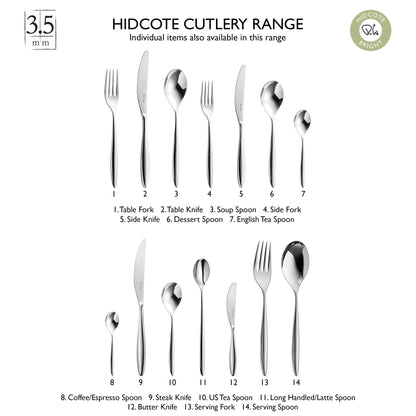Hidcote Bright Cutlery Set, 48 Piece for 6 People - 6 Free Steak Knives