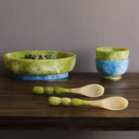 RESIN Rio Bubble Salad Servers Green