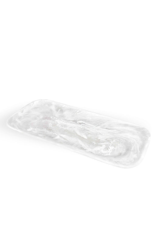 Classic Rect. Platter White Swirl