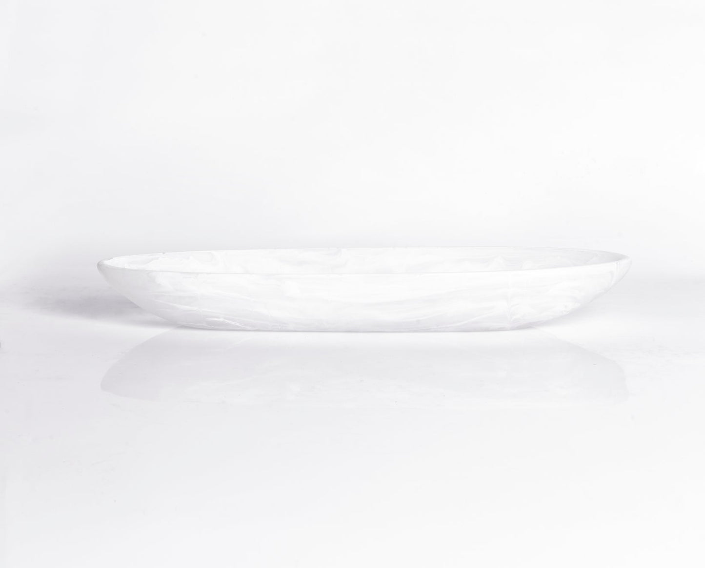 Classical Boat Bowl Medium White Swirl