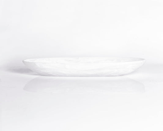 Classical Boat Bowl Medium White Swirl