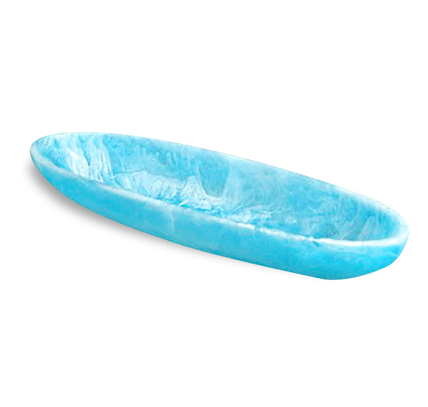 Classical Boat Bowl Medium Aqua Swirl