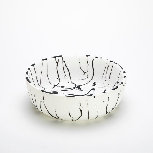 Signature Round Bowl Small White/Black Splatter