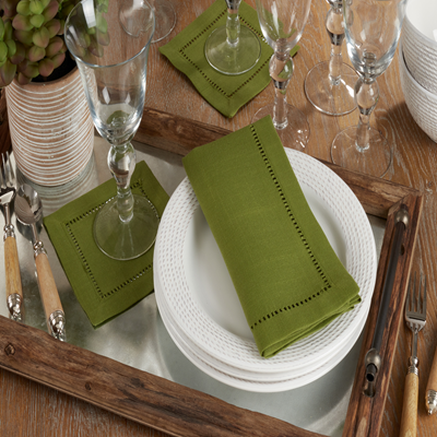 Hemstitched Border Dinner Napkin - kiwi
