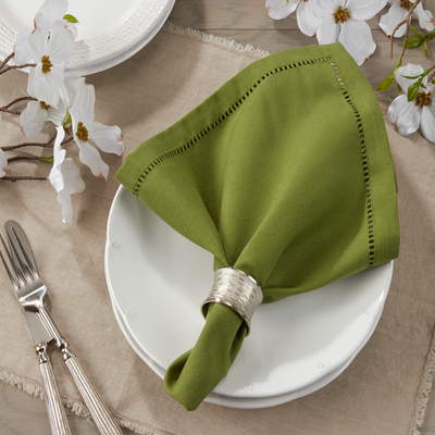 Hemstitched Border Dinner Napkin - kiwi