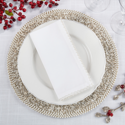 Whip Stitched Silver Napkin