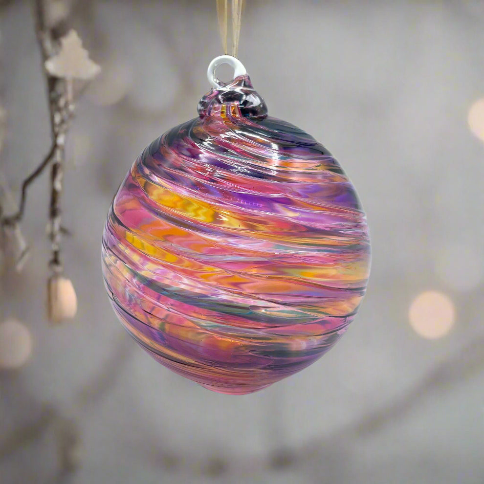 Sunset Spiral Twist Glass Ornament