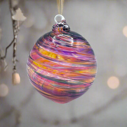 Sunset Spiral Twist Glass Ornament