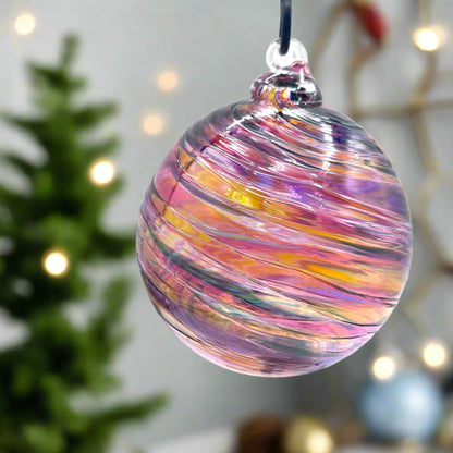 Sunset Spiral Twist Glass Ornament