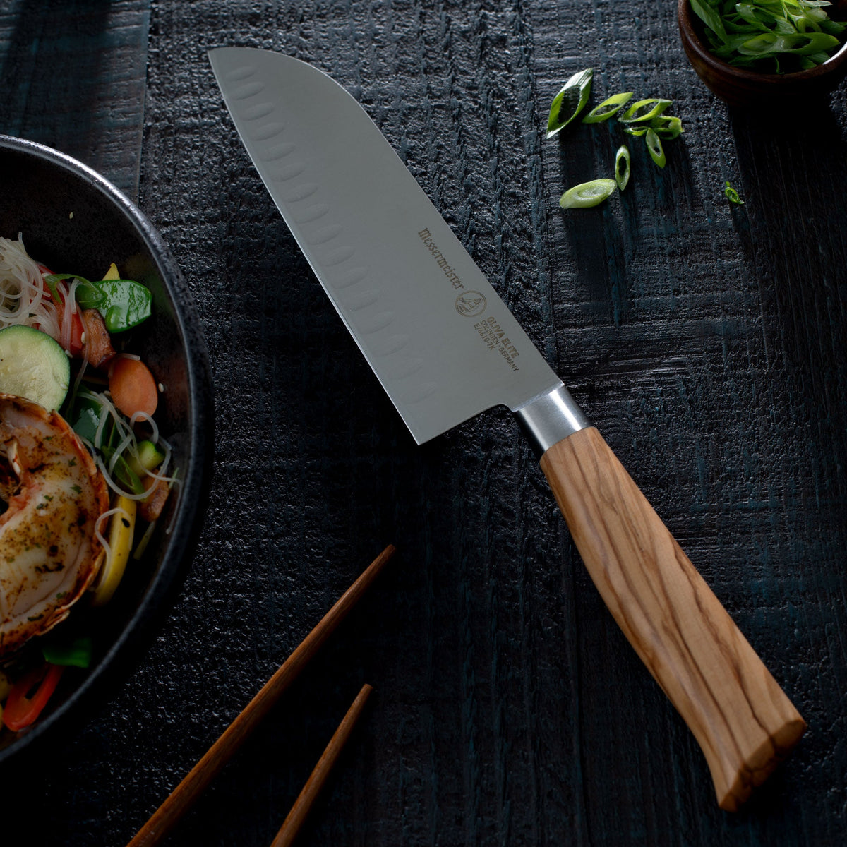 Oliva Elite Kullenschliff Santoku Knife - 7”