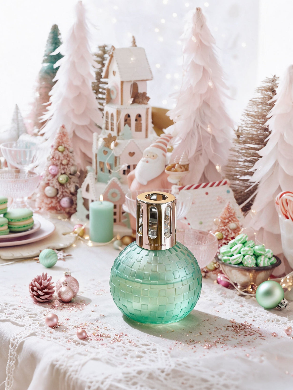 Disco Frosted Mint Fragrance Lamp Gift Set with Exquisite Sparkle