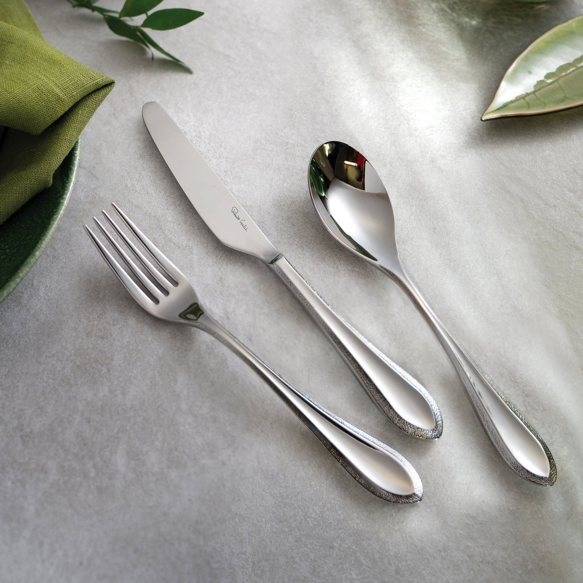Kemble Texture Bright Cutlery Set, 84 Piece for 12 People