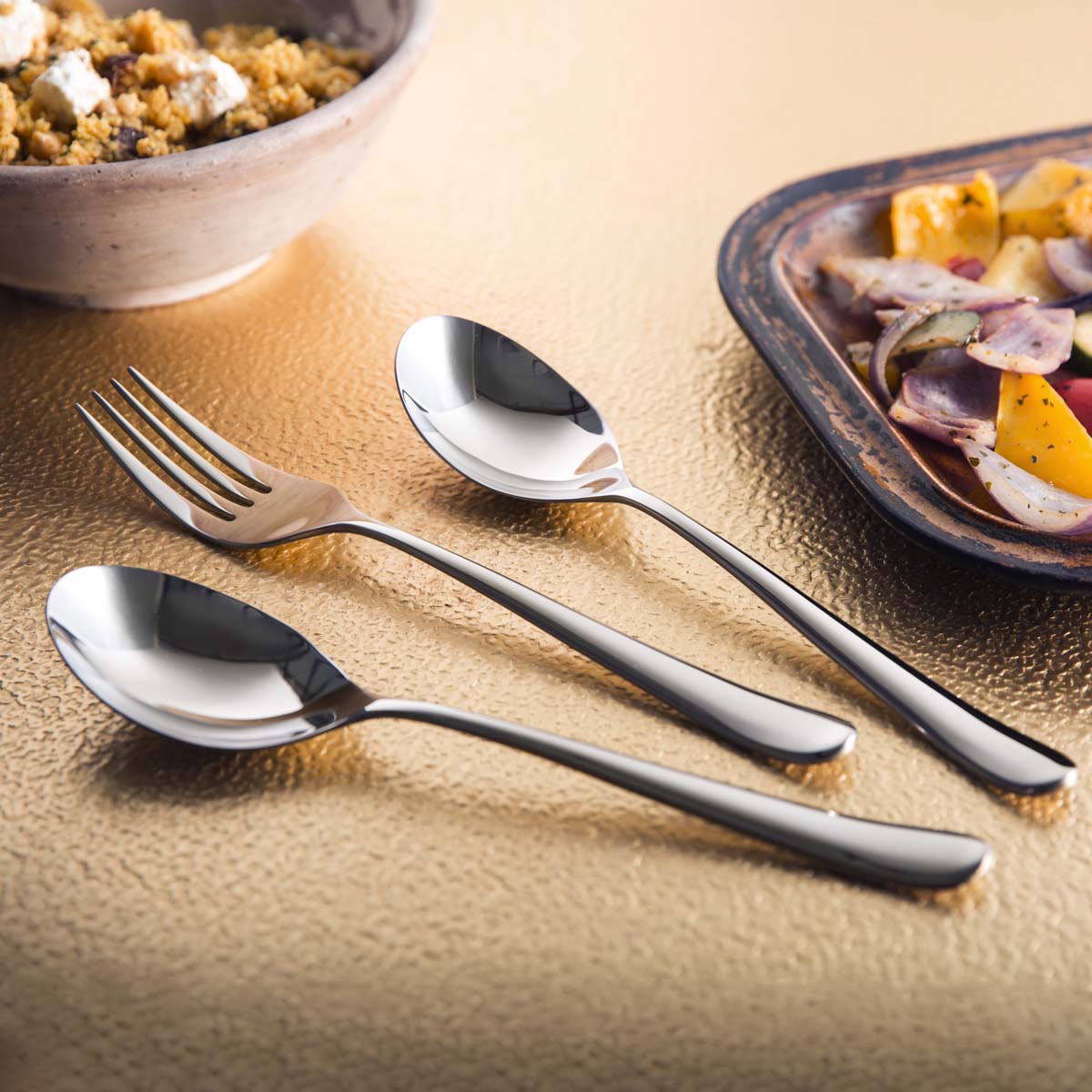Kingham Bright Slotted Serving Spoon