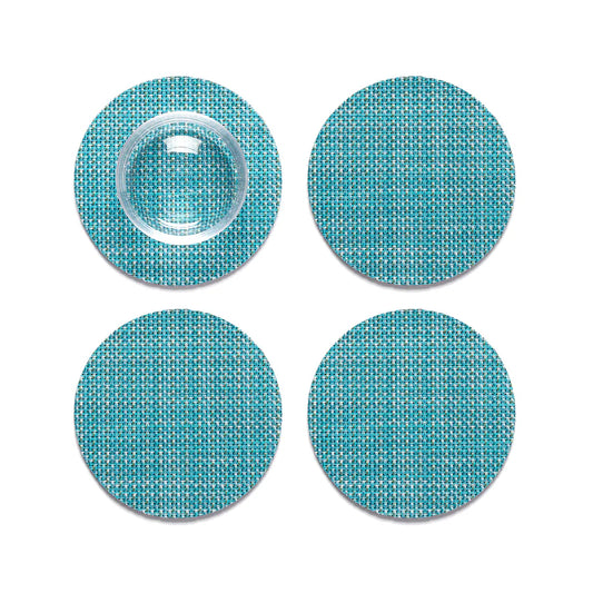 Coaster Mini Basketweave Turq