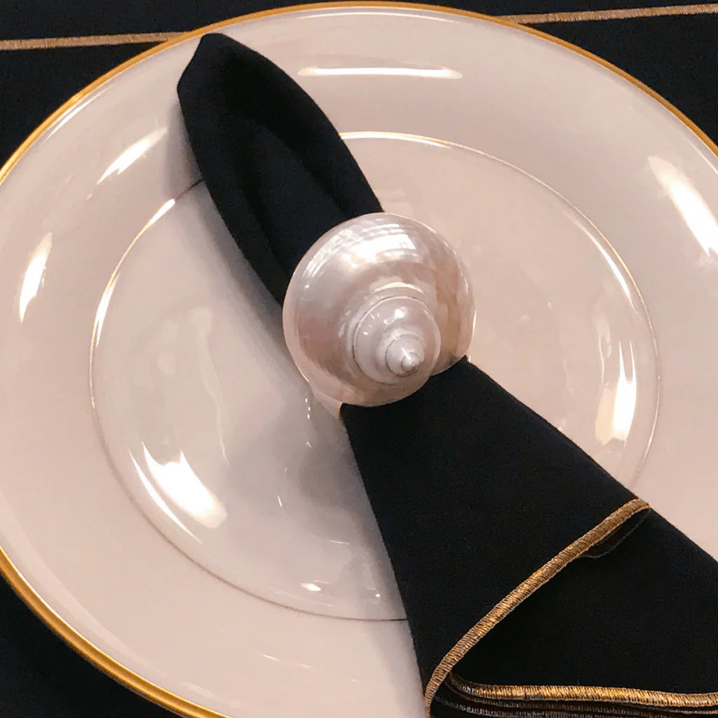 Isabella Adams Large Pearl Turbo Shell Napkin Ring - Set of 4