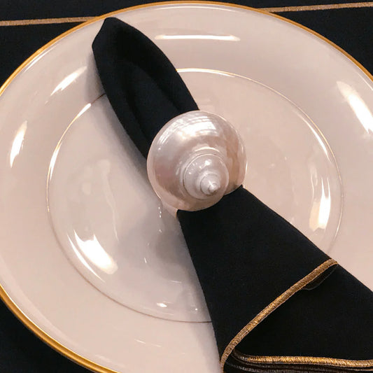 Isabella Adams Large Pearl Turbo Shell Napkin Ring - Set of 4
