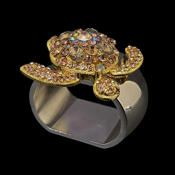 Isabella Adams Sea Turtle Napkin Ring Featuring Topaz Premium Crystal - Set of 4