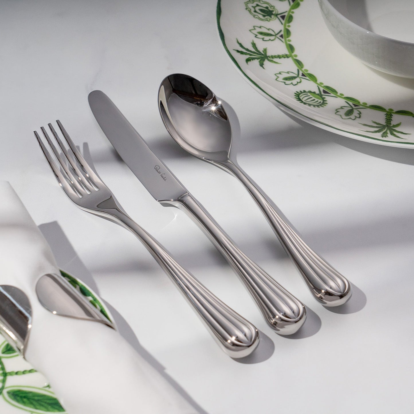 Palm Air Bright Cutlery Set, 84 Piece for 12 People