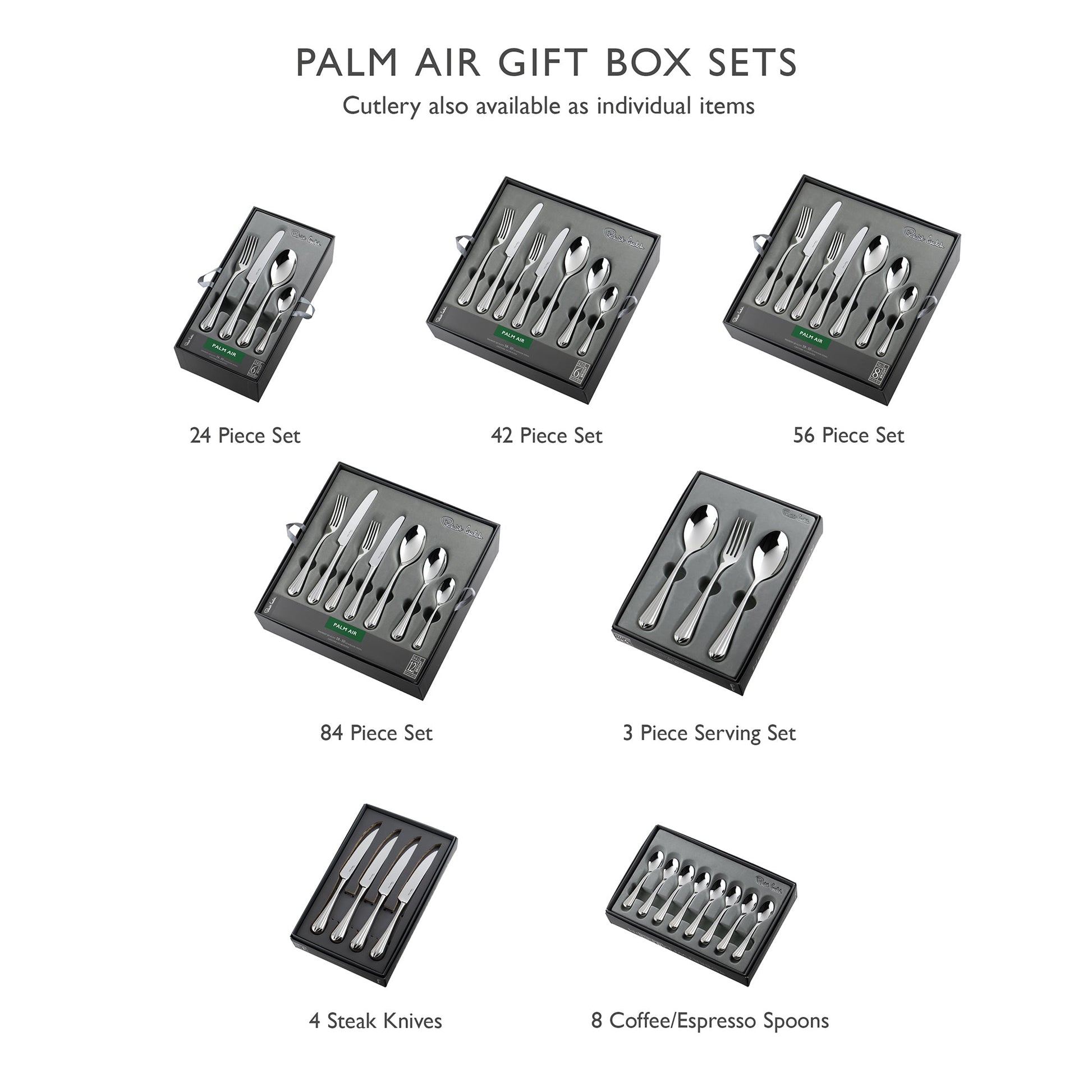 Palm Air Bright Cutlery Set, 42 Piece for 6 People
