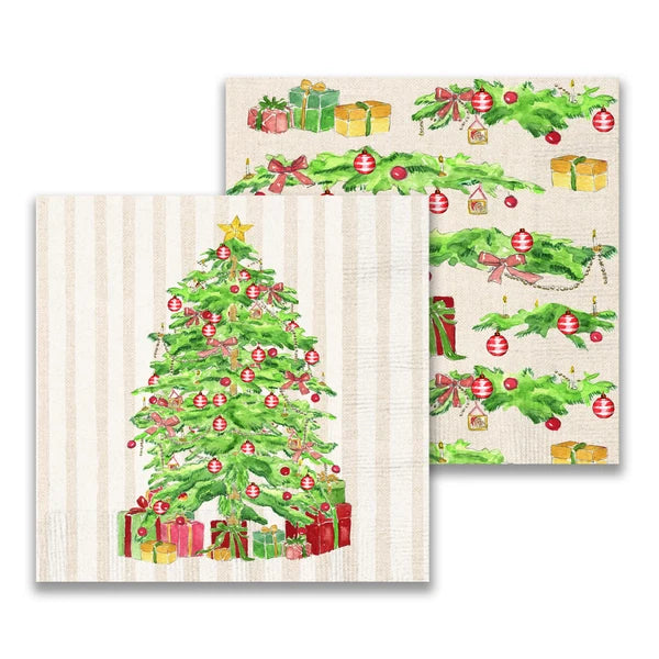 Christmas Tree with Presents Cocktail Napkin