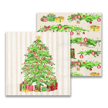 Christmas Tree with Presents Cocktail Napkin