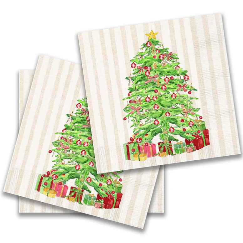 Christmas Tree with Presents Cocktail Napkin