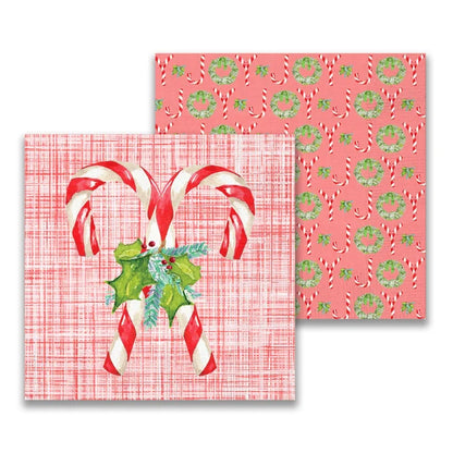 Candy Canes with Greens Cocktail Napkin