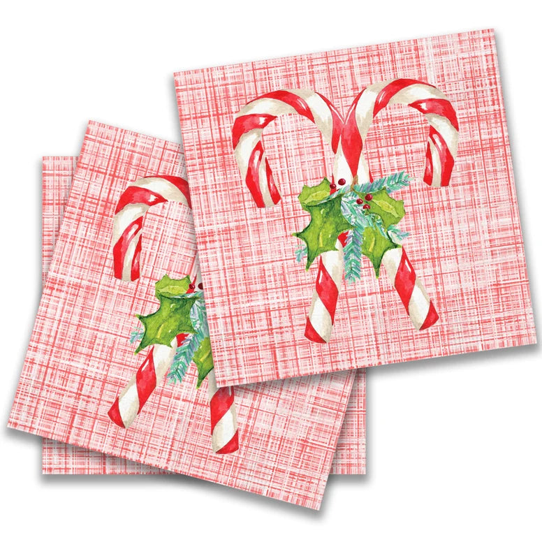 Candy Canes with Greens Cocktail Napkin