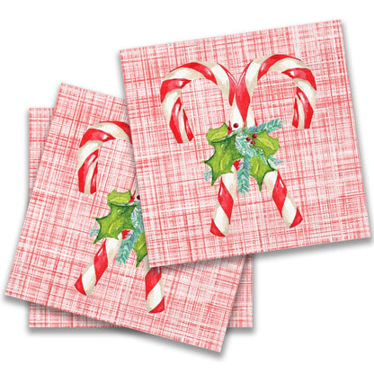 Candy Canes with Greens Cocktail Napkin
