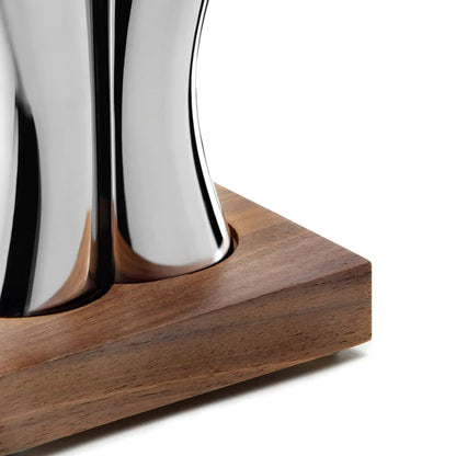 Robert Welch Drift Salt & Pepper Shakers on Walnut Stand