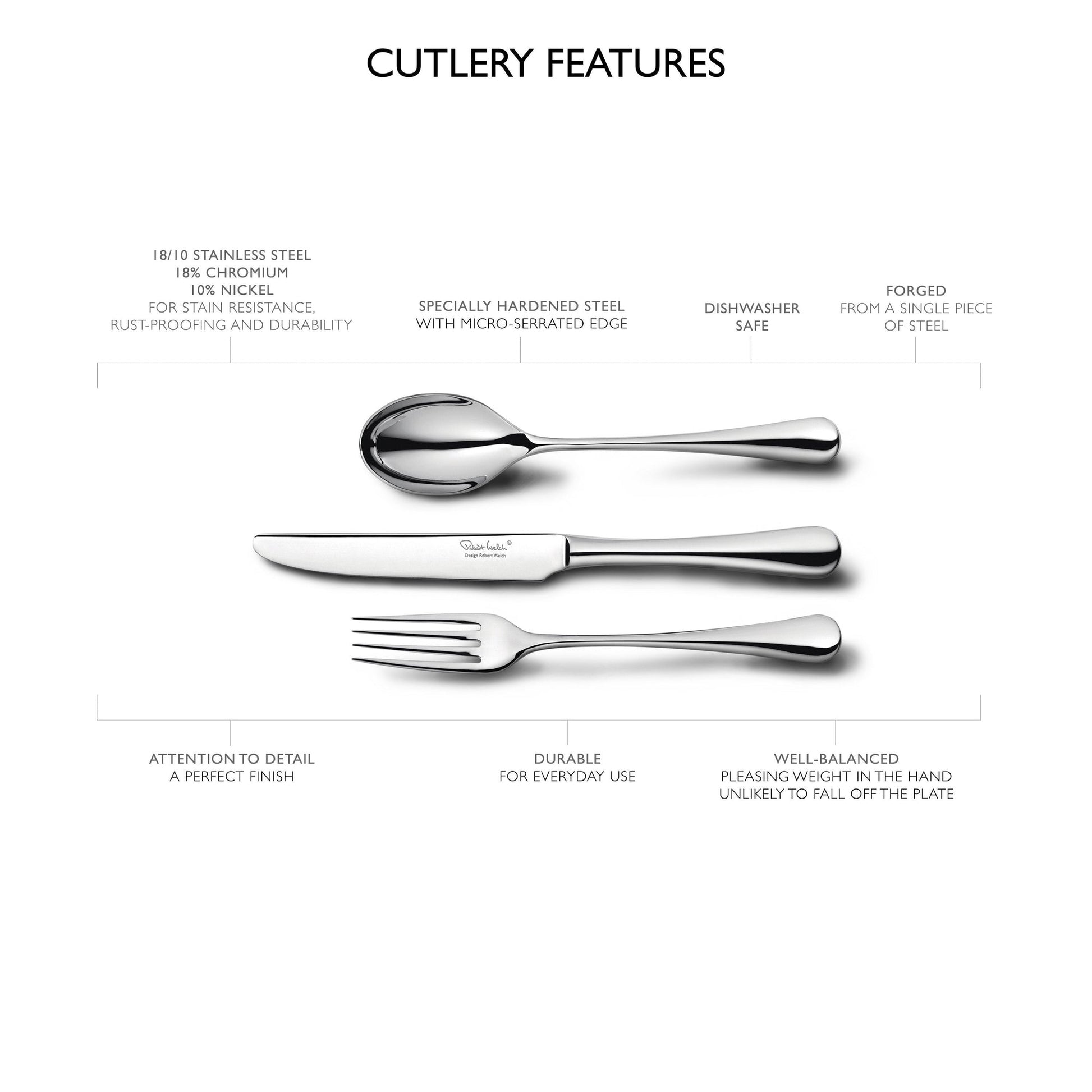 Radford Bright Cutlery Set, 16 Piece for 4 People