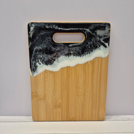Medium Bamboo Rectangular 10" Board in Black/White