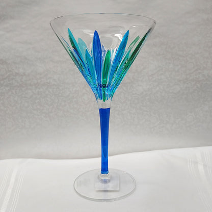 Incantos Peacock Collection Blue/Green Martini Glass (Italian Glass)