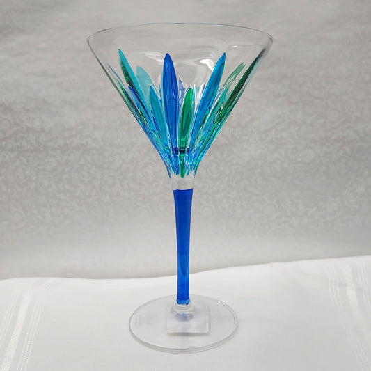 Incantos Peacock Collection Blue/Green Martini Glass (Italian Glass)