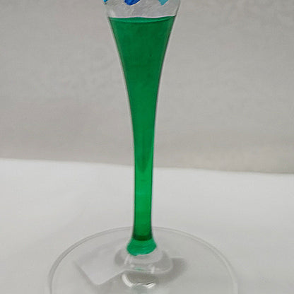 Incantos Peacock Collection Blue/Green Martini Glass (Italian Glass)